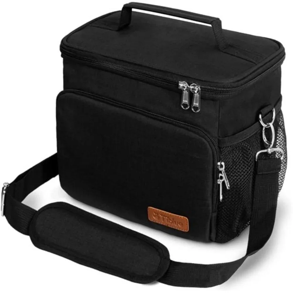 Insulated Lunch Bag for Women/Men - Reusable Lunch Box for Office Medium, Black
